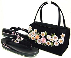 婦人お洒落用刺繍草履バッグセット